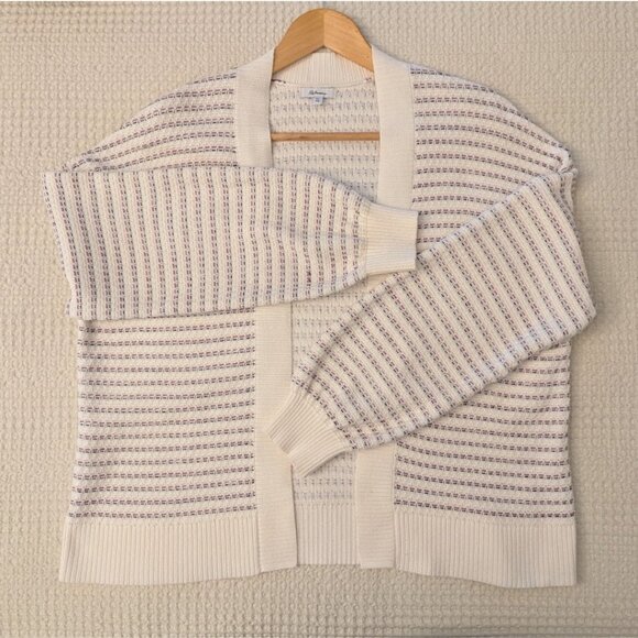 100% Cotton Nautical Stripe Open-Front Long Sleeve Cardigan - Picture 13 of 15